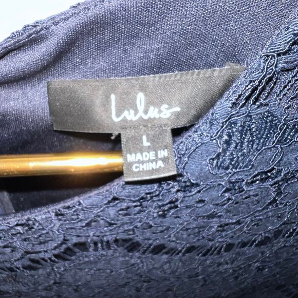 Lulus Women's Navy Blue Lace Shift Dress Size Large Wedding Guest Special Event - Picture 4 of 10